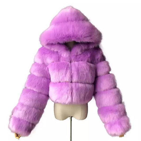 fur coat short hat imitation fur coat imitation fox hair long sleeve splicing women's coat