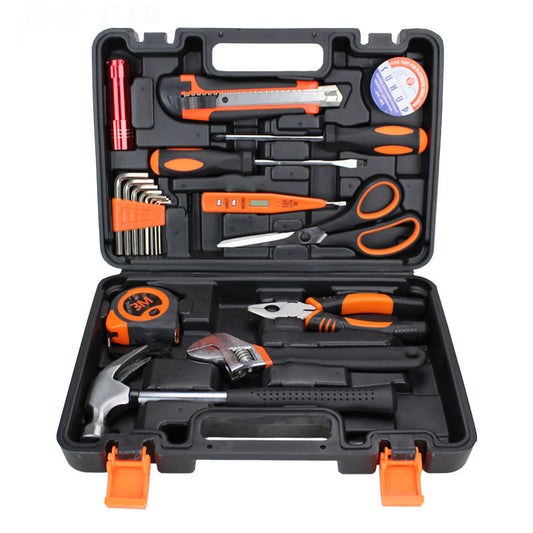 Household Toolbox Set With Screwdriver, Wrench, And Hammer Combination