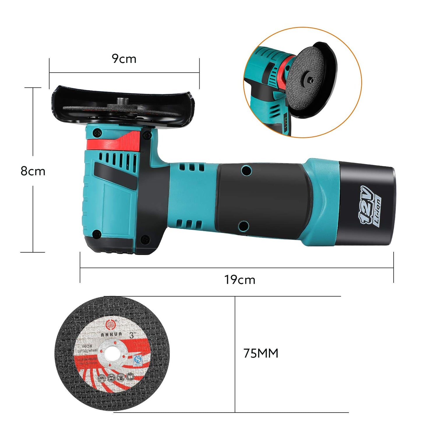 Lithium Battery Cordless Mini Electric Cutting Machine Grinder Polisher With Two Batteries