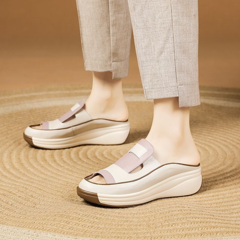 Matsuda Thick Sole Hole Women's Shoes Versatile Casual Small White Shoes Lazy Roman Baotou Sandals for Women