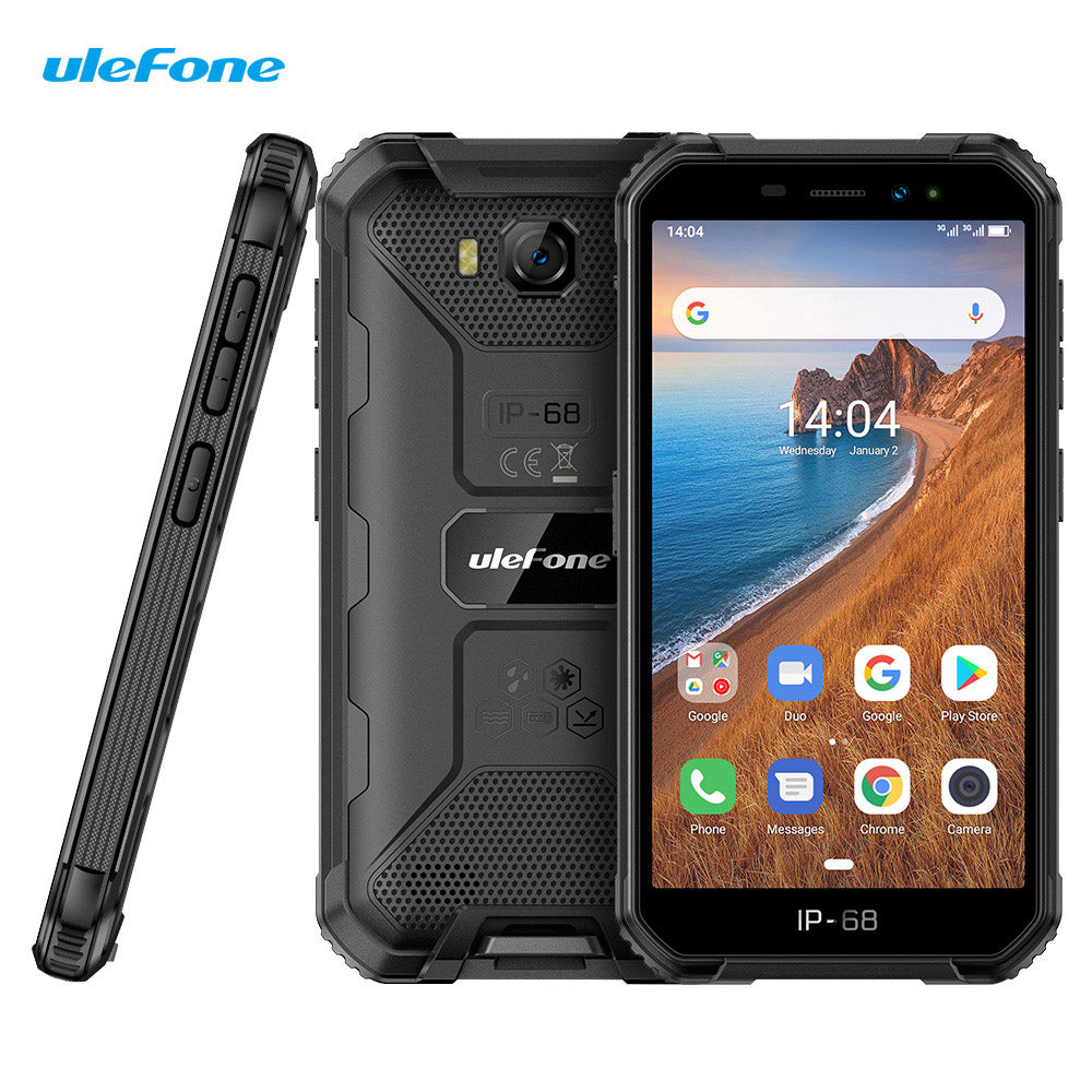 Ulefone Armor X6 IP68 Waterproof Rugged Phone 5inch 2GB+16GB 8MP Android 9.0 MediaTek MT6580 Quad Core Dual SIM Face Unlocked 3G Smartphone