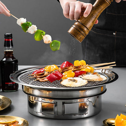 Charcoal Grill Non-stick Korean Barbecue Grill Portable Stainless Steel BBQ Charcoal Grill Stove for Outdoor Camping Cooking