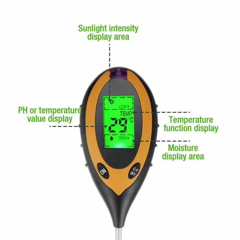 Soil Survey Instrument Light/Tempreture/Humidity/PH 4-in-1 Soil Nutrient Content Detector