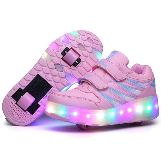 luminous shoes rechargeable LED light  children adult pulley shoes | Affordable-buy