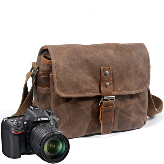 outdoor photography bag digital SLR professional waterproof oil wax canvas camera bag micro shoulder bag