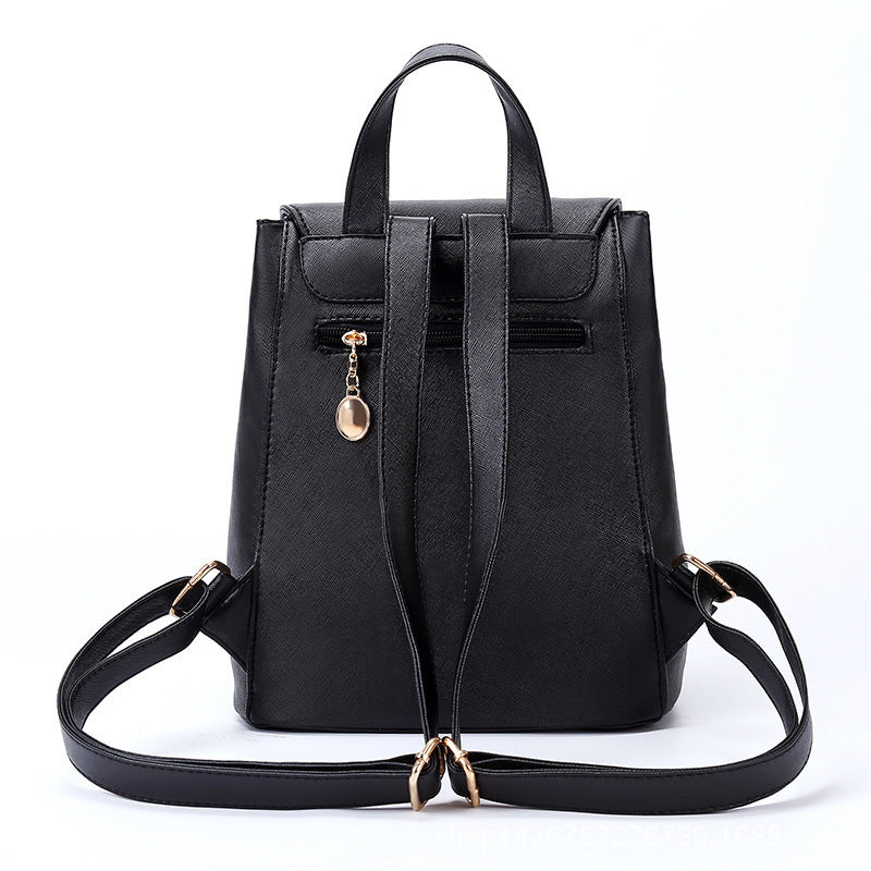 New Double Zipper Iron Edge Drawcord Flap Fashion Women's Bag
