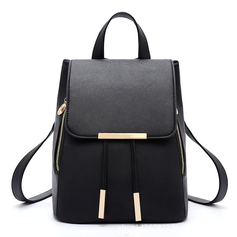 New Double Zipper Iron Edge Drawcord Flap Fashion Women's Bag