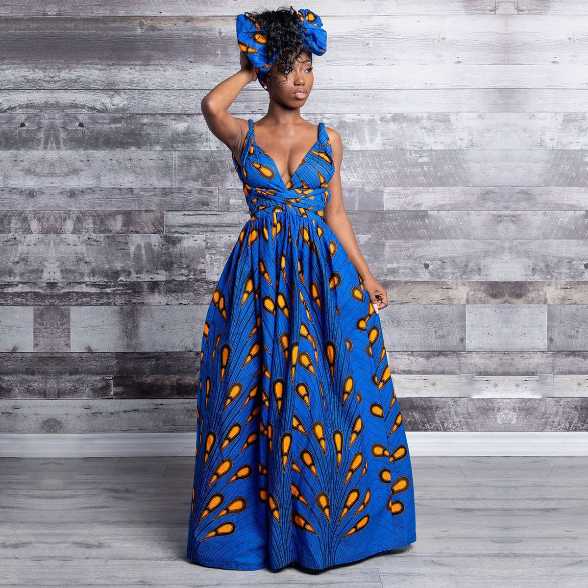 African Women'S Feather Printing Diy Bandage Multi  National Style Sexy Split Long Skirt Dress