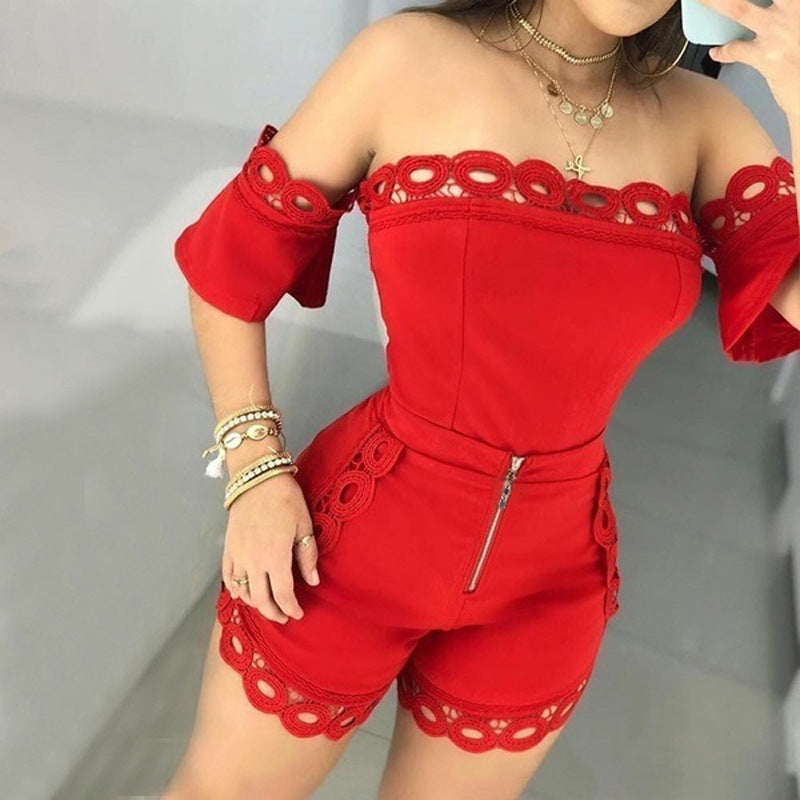 Fashion Women's Clothing Slim Strapless Lace Two-Piece Suit