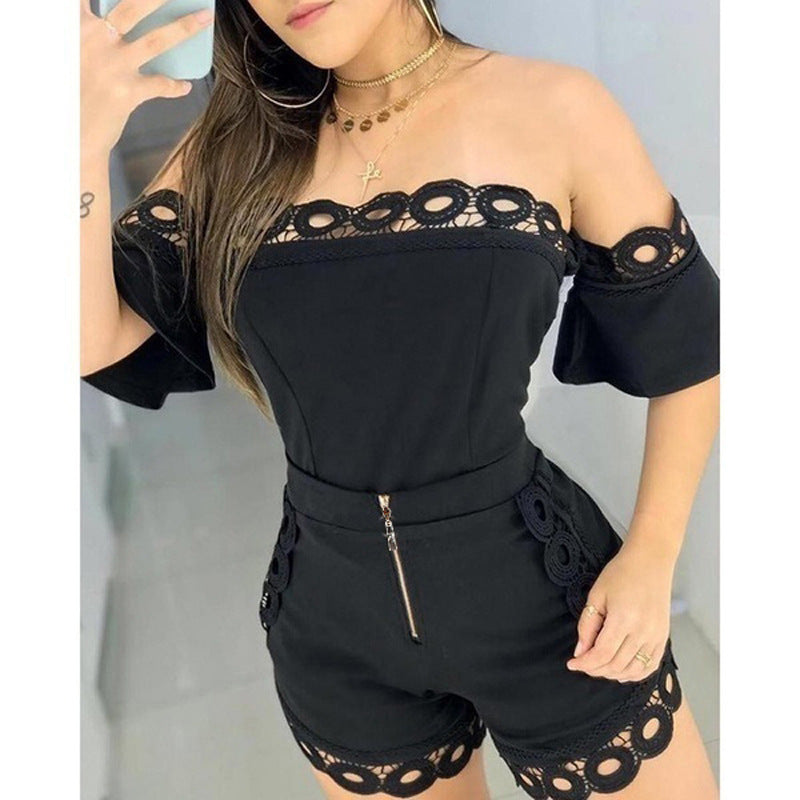 Fashion Women's Clothing Slim Strapless Lace Two-Piece Suit