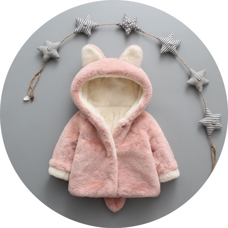 Children's Winter Cotton Padded Plush And Thickened Coats For Going Out