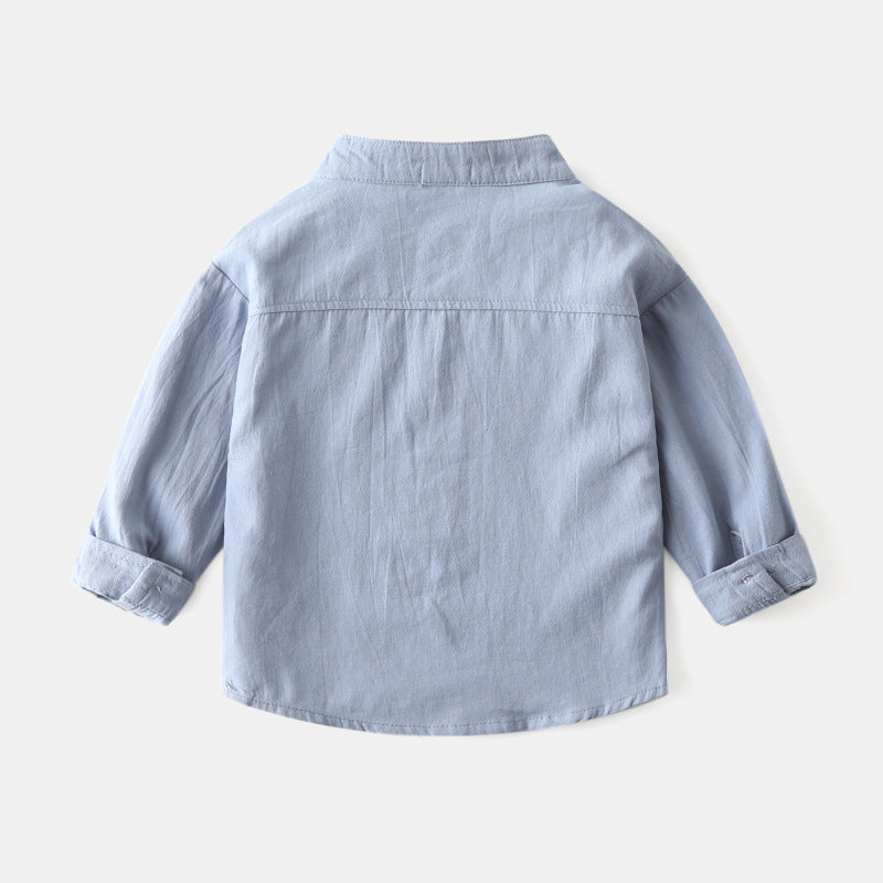 Children's Long-sleeved Fashion Spring Stand Collar Solid Color Shirt