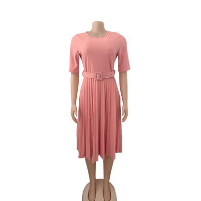Solid Color Pleated Skirt Dresses | Affordable-buy