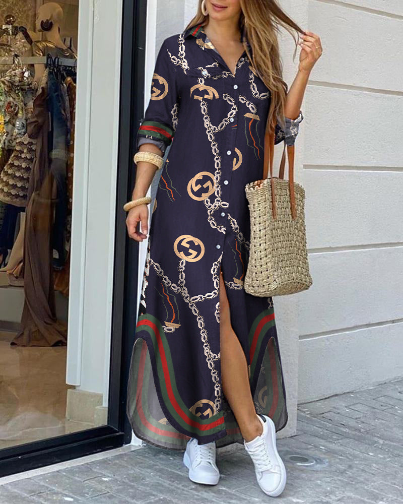 Spring And Summer Fashion Sexy Shirt Long Dress Female