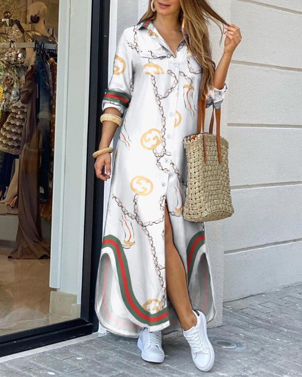 Spring And Summer Fashion Sexy Shirt Long Dress Female