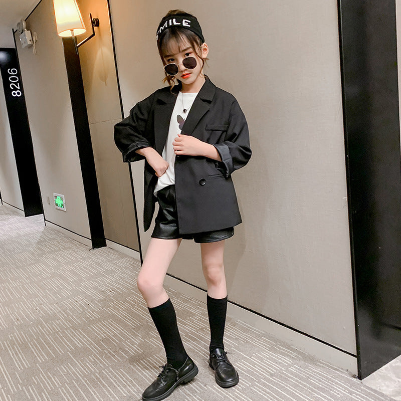 Girls' Autumn New Middle-aged And Large Children's Korean Version Simple British Style Blazer