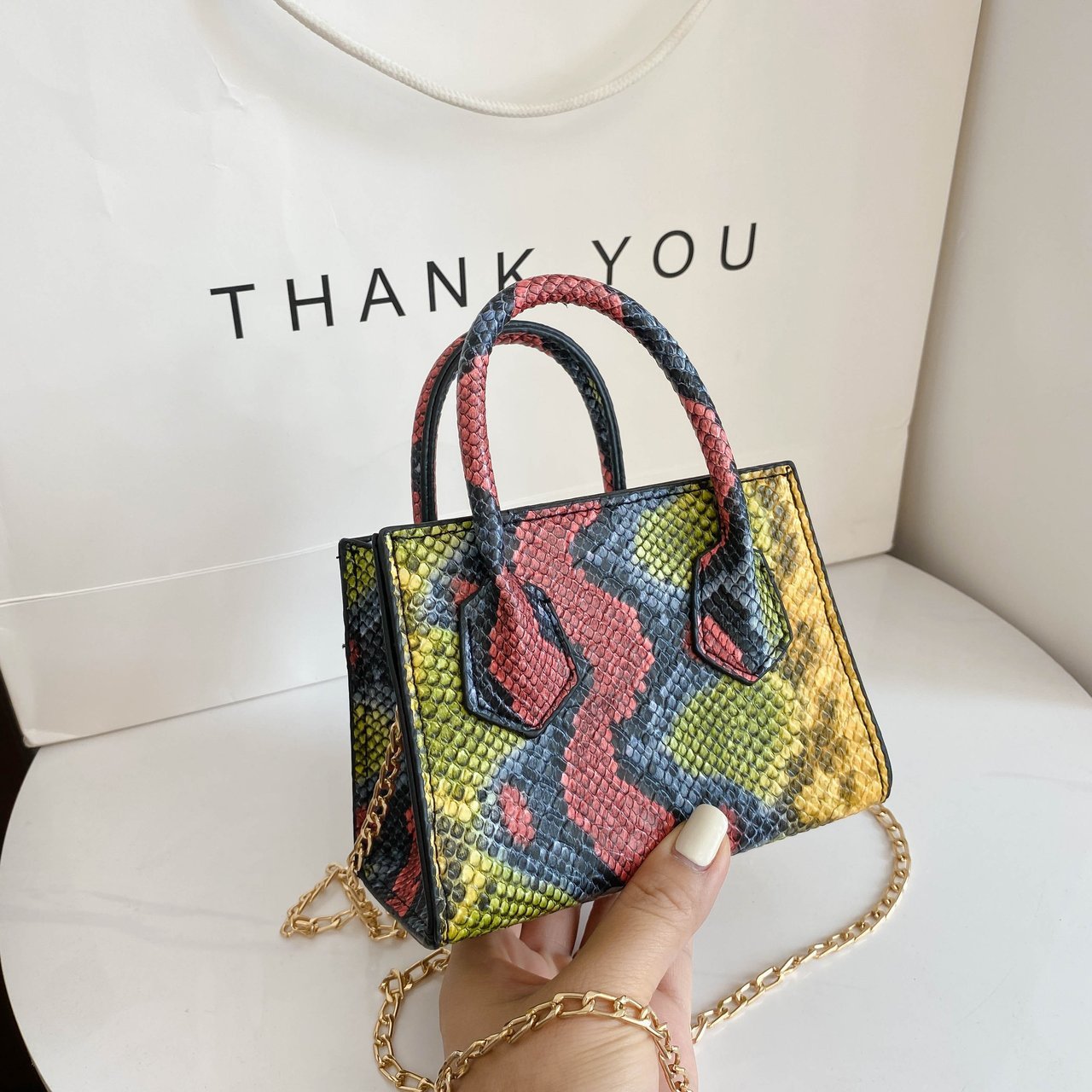 Women's Trend Snake Print Shoulder Crossbody Handbag