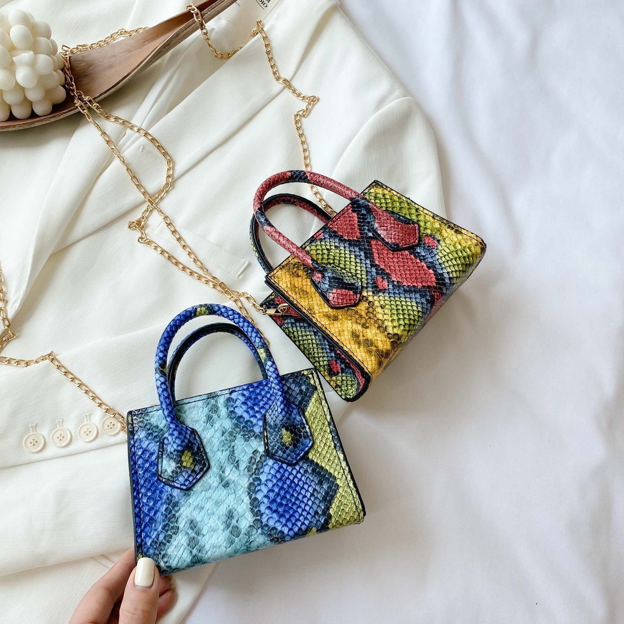 Women's Trend Snake Print Shoulder Crossbody Handbag