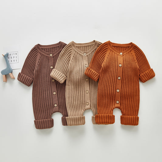 Baby Long Sleeved Knitted One-piece Climbing Sweater Out One-piece Clothes