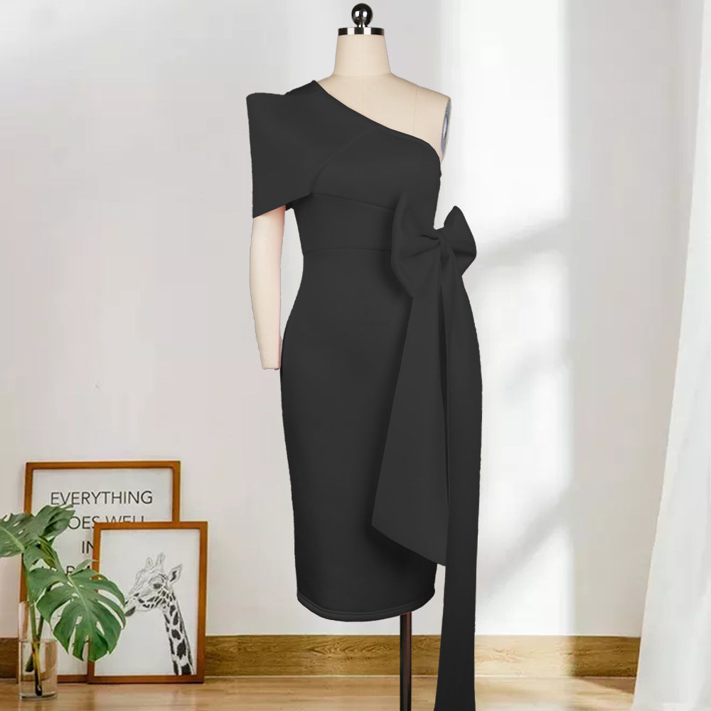 Women Sexy One Shoulder Bow Wrap Hip Skirt | Affordable-buy