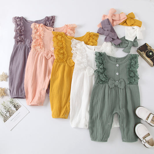 Children's Foreign Trade New Multicolor Lace Sleeveless One-piece Khaki  Climbing Clothes