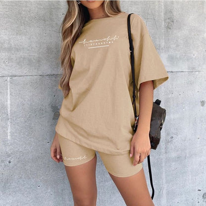 Fashion Printed Loose Casual T-shirt Casual Sports Comfortable Shorts Suit