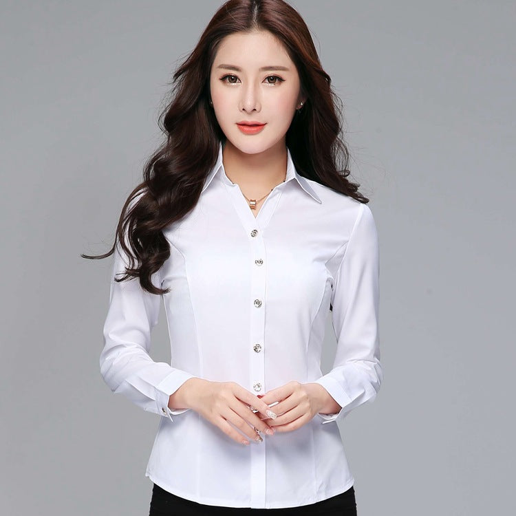 Professional Shirt Female Long Sleeve White Han Fan Slim New Fashion Work Clothes Formal White Shirt