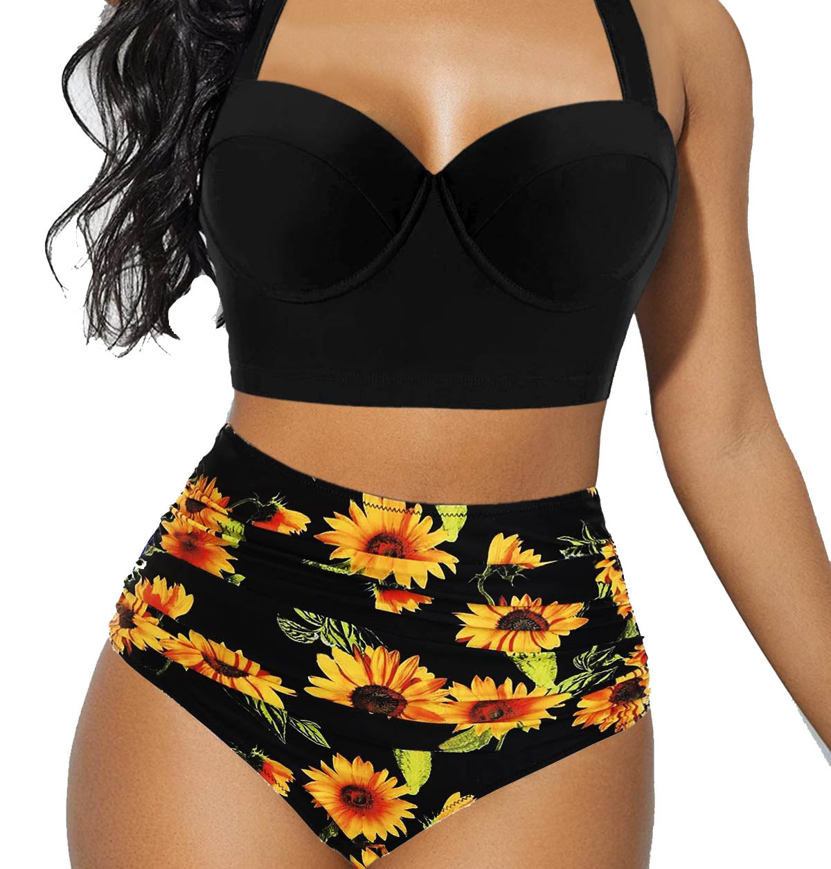 Women's Sexy Sunflower Print Bikini Split Swimwear
