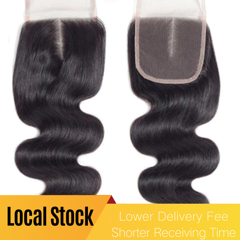Local Stock 12a Brazilian 4*4 Human Hair Body Wave Lace Closure