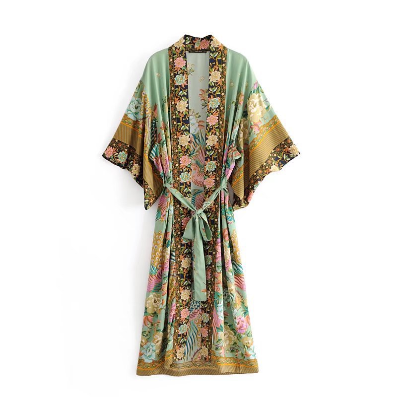 Positioning Printed Cardigan Robe Of European And American Style Spring And Summer