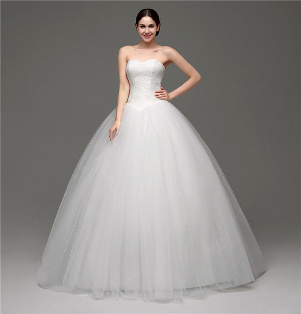 White Bridal Lace Wedding Princess Dress | Affordable-buy