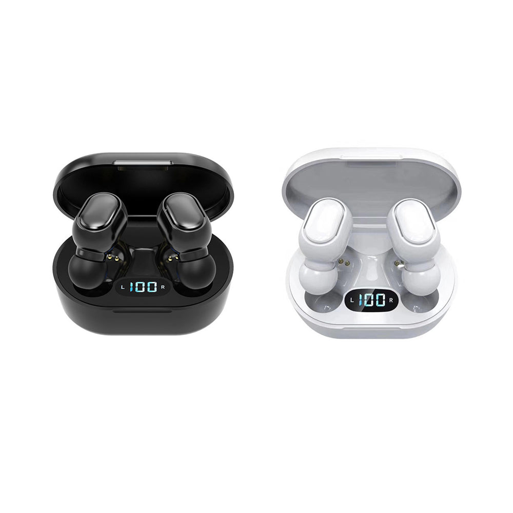 E7S Wireless BT5.0 Headphones In-ear Sports Earbuds with LED Display Screen HiFi Sound Quality Smart Touch Control White