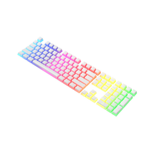 AJAZZ PBT Pudding Keycap 108 Keys PBT Keycap Set with Frosted Hand Feel for Mechanical Keyboard White(Only Keycaps)