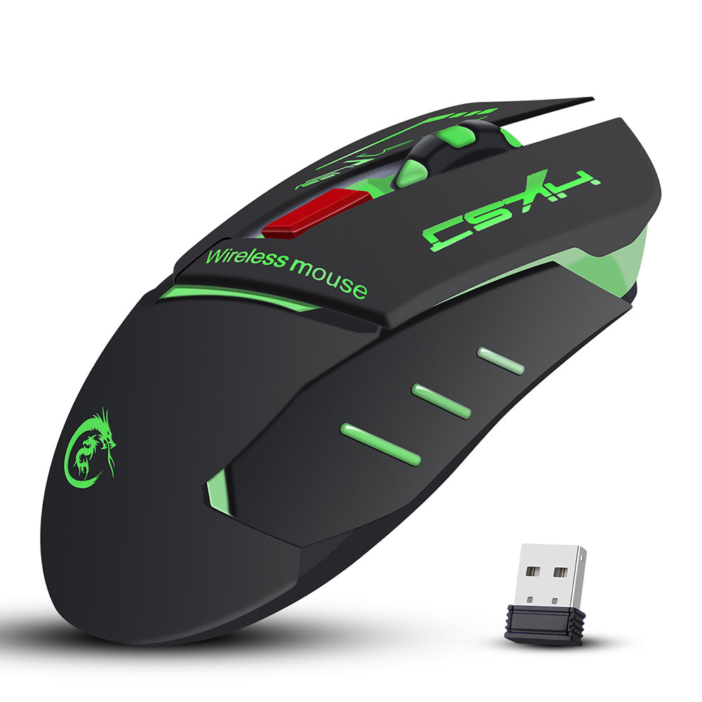 HXSJ X30 2.4G Wireless Rechargeable Mouse Ergonomic Mouse 3 Adjustable DPI Colorful Breathing Light Plug and Play Black