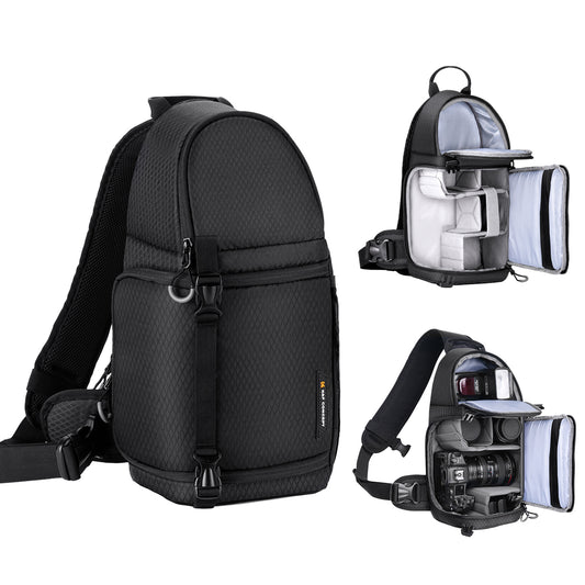 K&F CONCEPT Camera Sling Bag Shockproof Camera Bag 10L Capacity Messenger Bag for DSLR/SLR/Mirrorless Camera Case with Removable Dividers