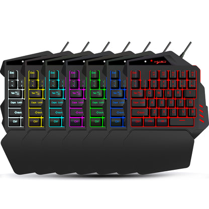 HXSJ V500 One-handed Gaming Keyboard RGB USB Wired Illuminated Keyboard with Converter Gaming Accessory for Desktop PC Laptop Gamer
