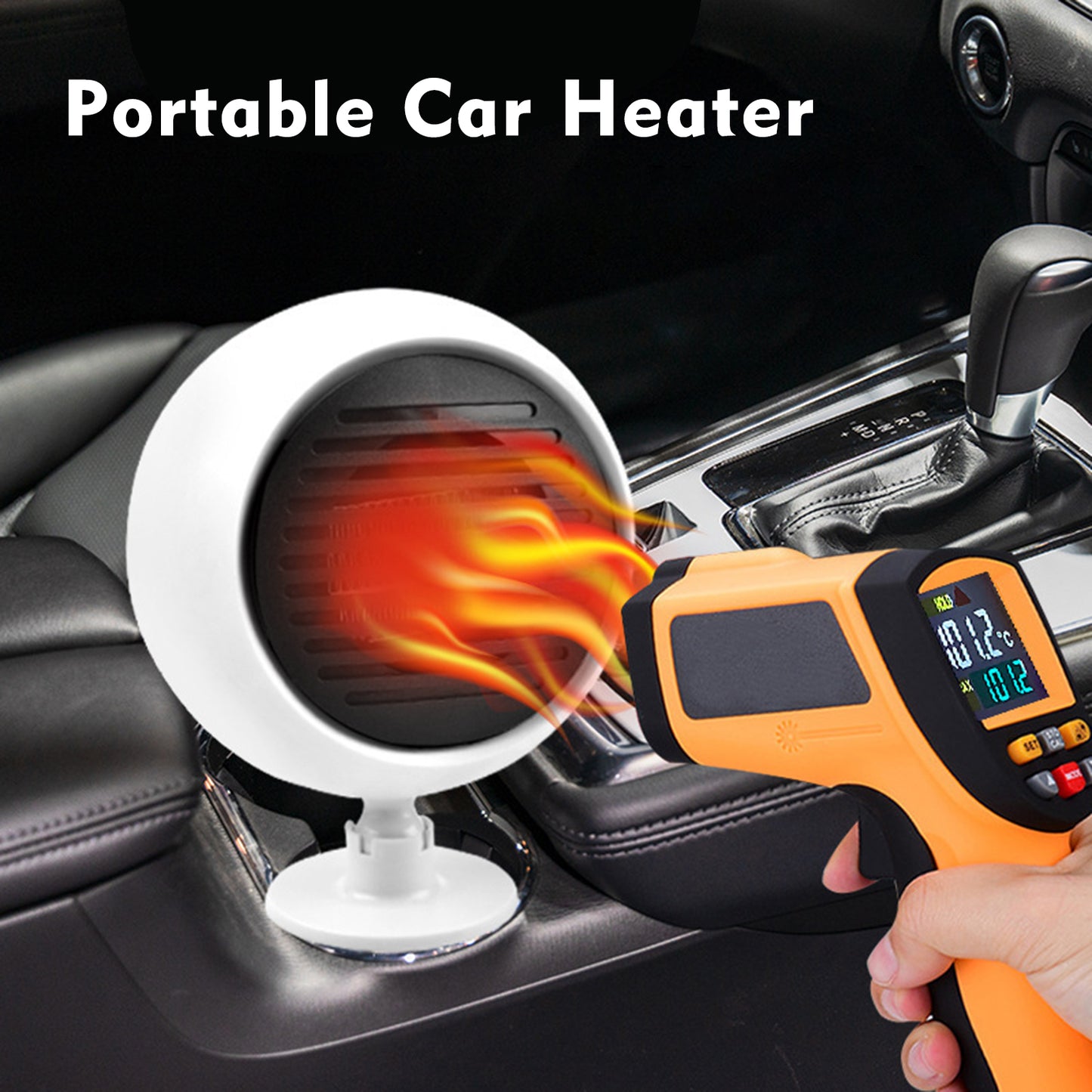 Portable Car Heater, 12V/120W Creative Spherical Auto Heater Fan Winter Defrosting Defogger Heater Fan