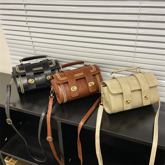 Retro Small Bag Fashion Versatile Handbag Fashion Cylinder Crossbody Bag Small Design Mailman Bag