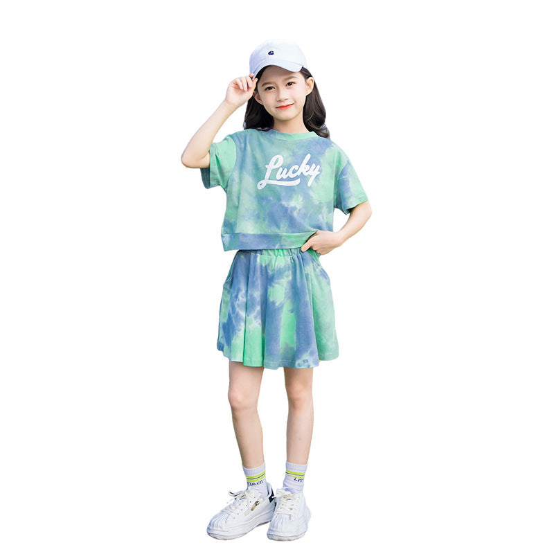 Girls' Western Style Fashion Net Red Sports Two Pieces