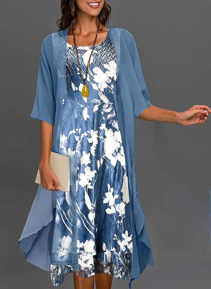 Summer Chiffon Dress Two-piece Set
