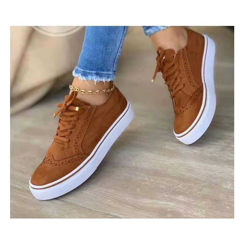 New Women's Single Comfortable Casual Round Head Lace Up Shoes