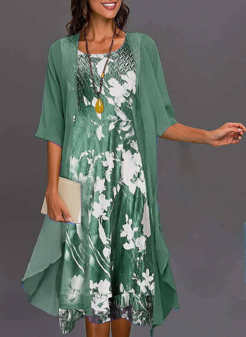 Summer Chiffon Dress Two-piece Set