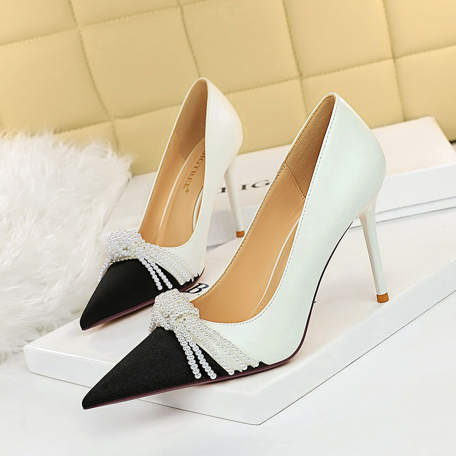 Korean Style Thin Toe Bow Tie Pump Shoes | Affordable-buy