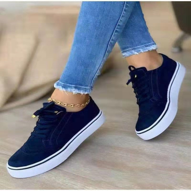 New Women's Single Comfortable Casual Round Head Lace Up Shoes