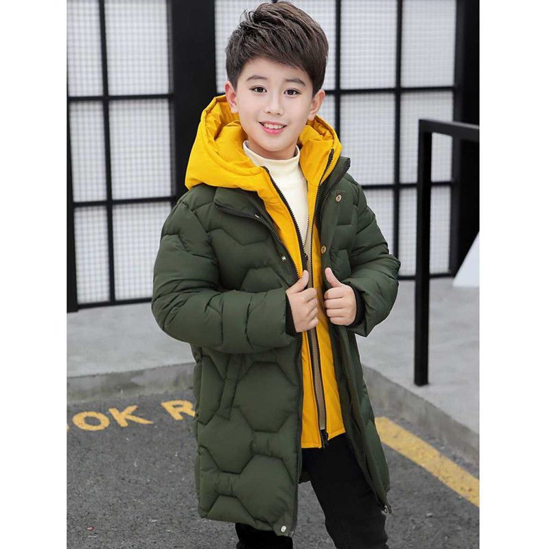New Boys' Cotton Padded Korean Version Thickened Warm Hooded