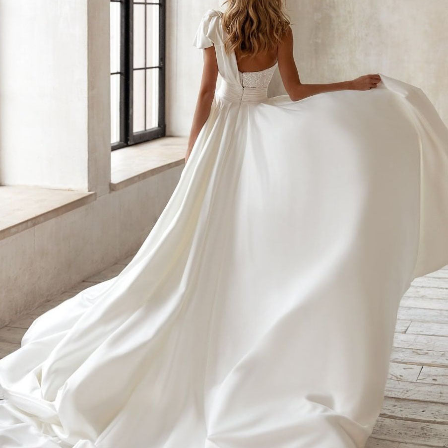 Women's Slim Fit Fashion White V-Neck Short Evening Lace Dress Bra Dress