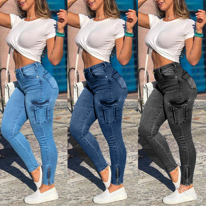 Sexy Zipper Pocket White Cargo Pants | Affordable-buy