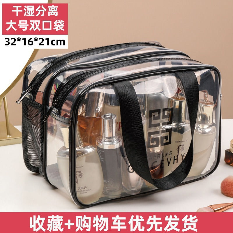 Transparent Waterproof Travel Storage Portable Large Capacity Double-layer Wash Bag