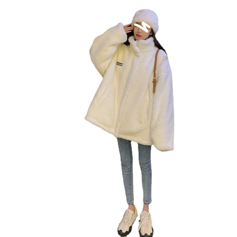 New Women's Korean Lamb Wool Loose And Thin Cashmere Thick Coat