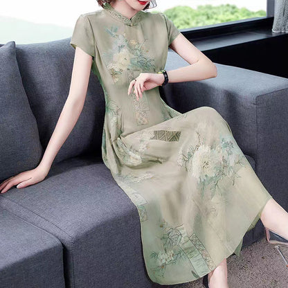 Female High Waist Short Sleeve Cheongsam | Affordable-buy